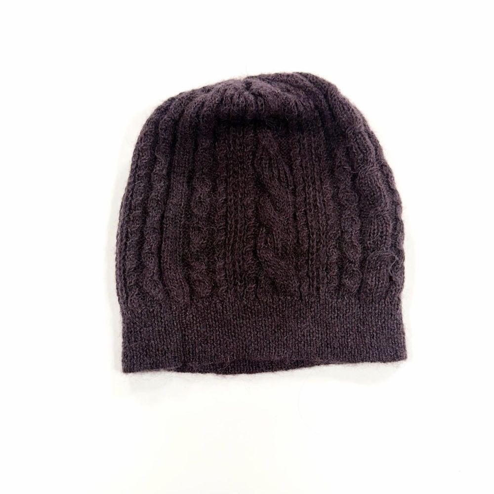 All Saints Dark purple slouch wool Knit Beanie